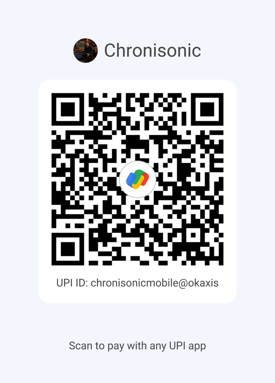 CHRONISONIC UPI payment QR code